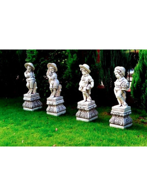 Zestaw Figur Ogrodowych - Chłopcy w Kapeluszu - 4 Pory Roku - 70cm