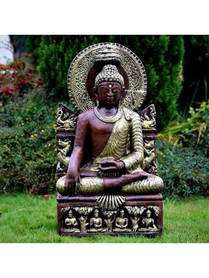 Figura Złoty Budda Phra Phuttha w Wat na tronie 94cm