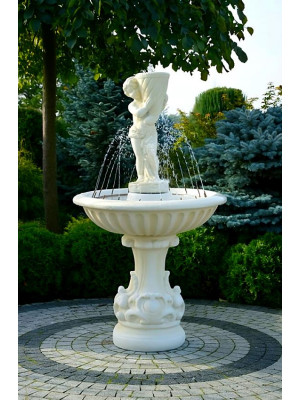 Fontanna Ogrodowa Fresco Carello F128 - 167cm w kolorze Ecrue wraz z ringiem z dyszami