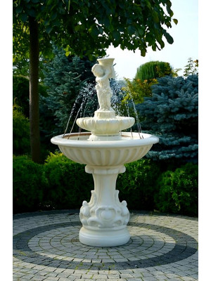 Fontanna Ogrodowa Fresco z Dzieckiem F140 - 162cm w kolorze Ecrue z ringiem