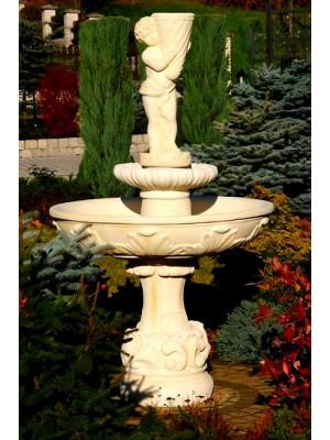 Fontanna Ogrodowa Roma Carello F258 - 170cm w kolorze Ecrue w ogrodzie