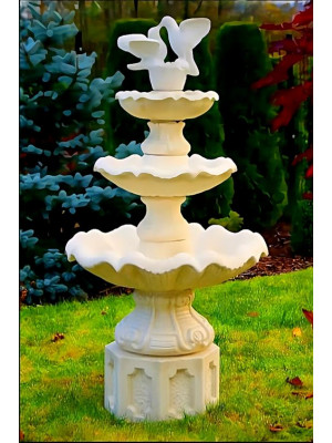 Fontanna Ogrodowa Tivoli z Gołąbkami F198 - 167cm w kolorze Ecrue