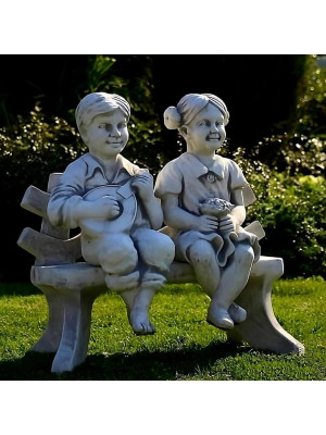 Zestaw Ławeczka Dziewczyna z bukietem + Chłopiec 64x80x34cm
