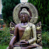 Figura Złoty Budda Phra Phuttha w Wat na tronie 94cm