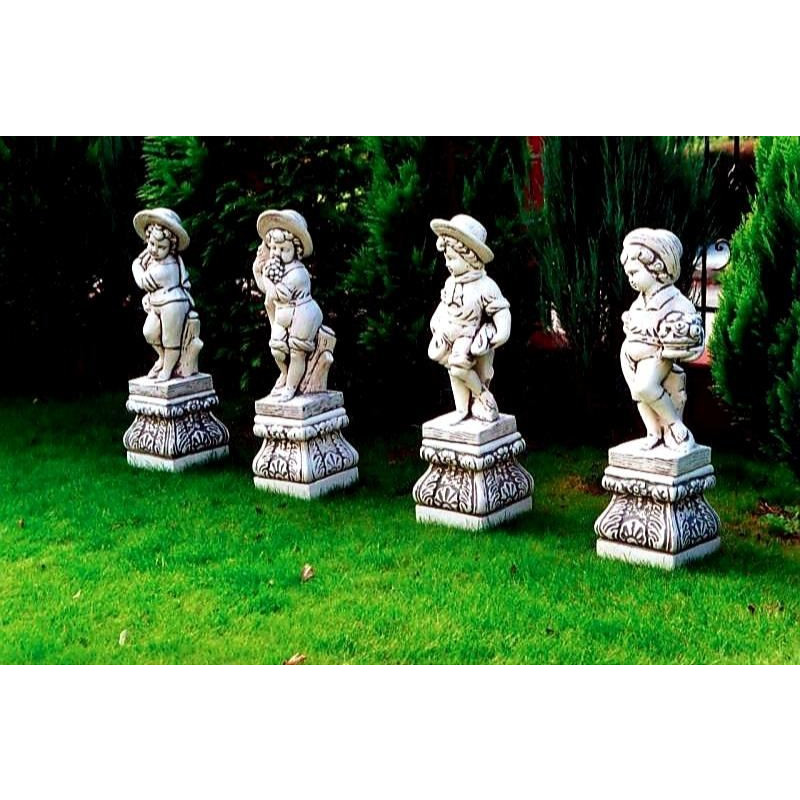Zestaw Figur Ogrodowych - Chłopcy w Kapeluszu - 4 Pory Roku - 70cm