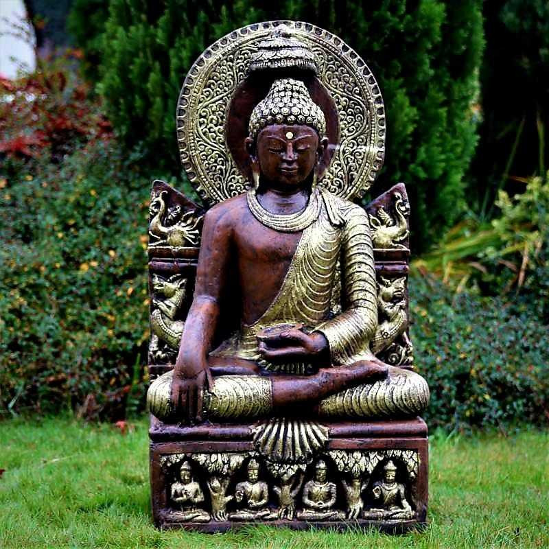 Figura Złoty Budda Phra Phuttha w Wat na tronie 94cm
