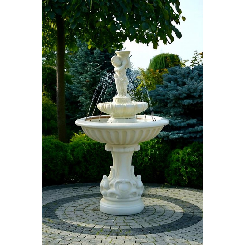 Fontanna Ogrodowa Fresco z Dzieckiem F140 - 162cm w kolorze Ecrue z ringiem