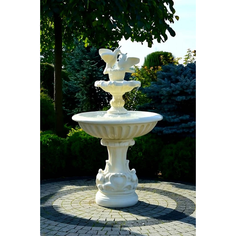 Fontanna do Ogrodu Fresco z Gołąbkami 2 F146 - 146cm w kolorze ecrue