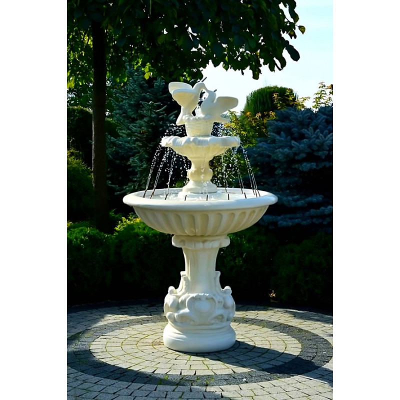 Fontanna Ogrodowa Fresco z Gołąbkami 2 F146 - 146cm w kolorze Ecrue z ringiem