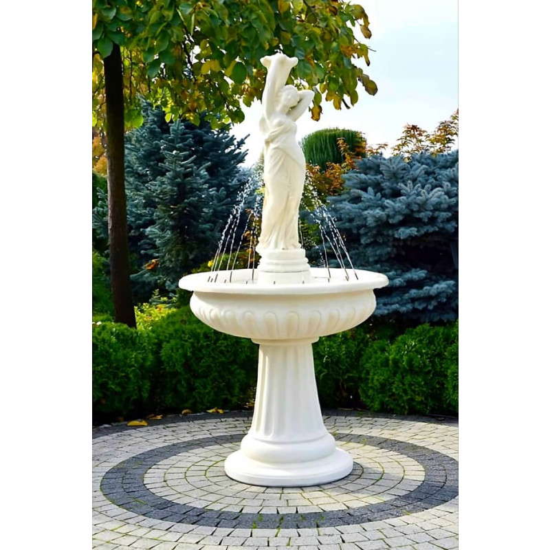 Fontanna Ogrodowa Porto Noemi F050 - 184cm w kolorze Ecrue wraz z ringiem z dyszami