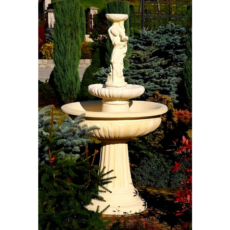 Fontanna Porto Shella 1 F056 - 164cm w ogrodzie w kolorze Ecrue