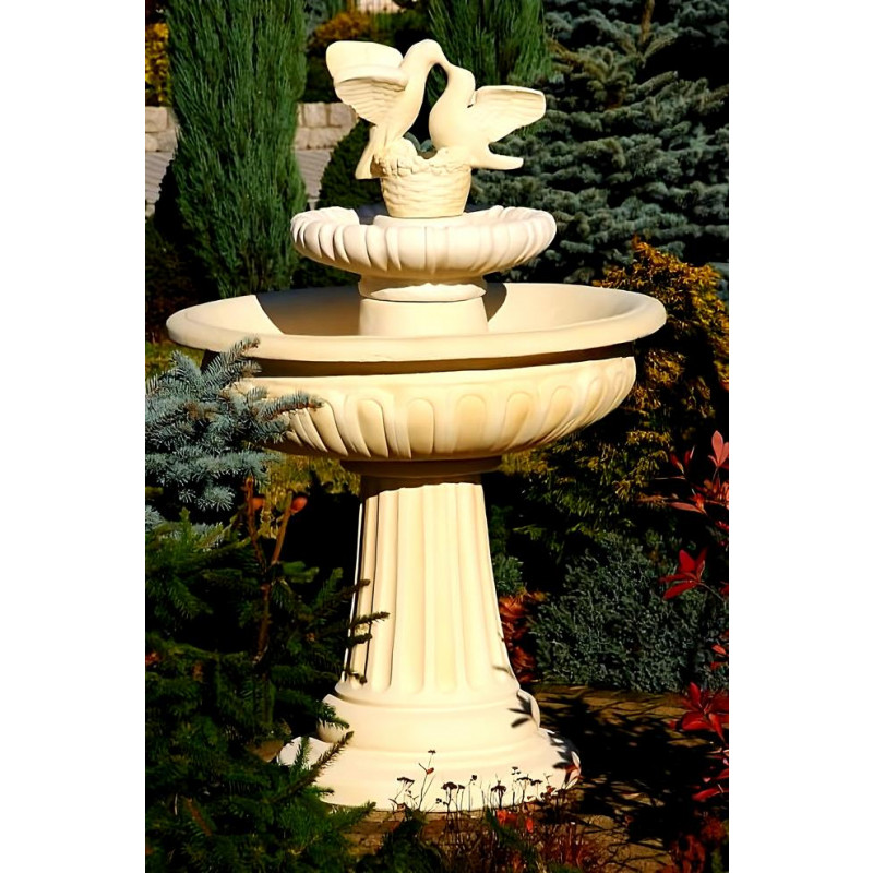 Fontanna Ogrodowa Porto z Gołąbkami F060 - 127cm w kolorze Ecrue