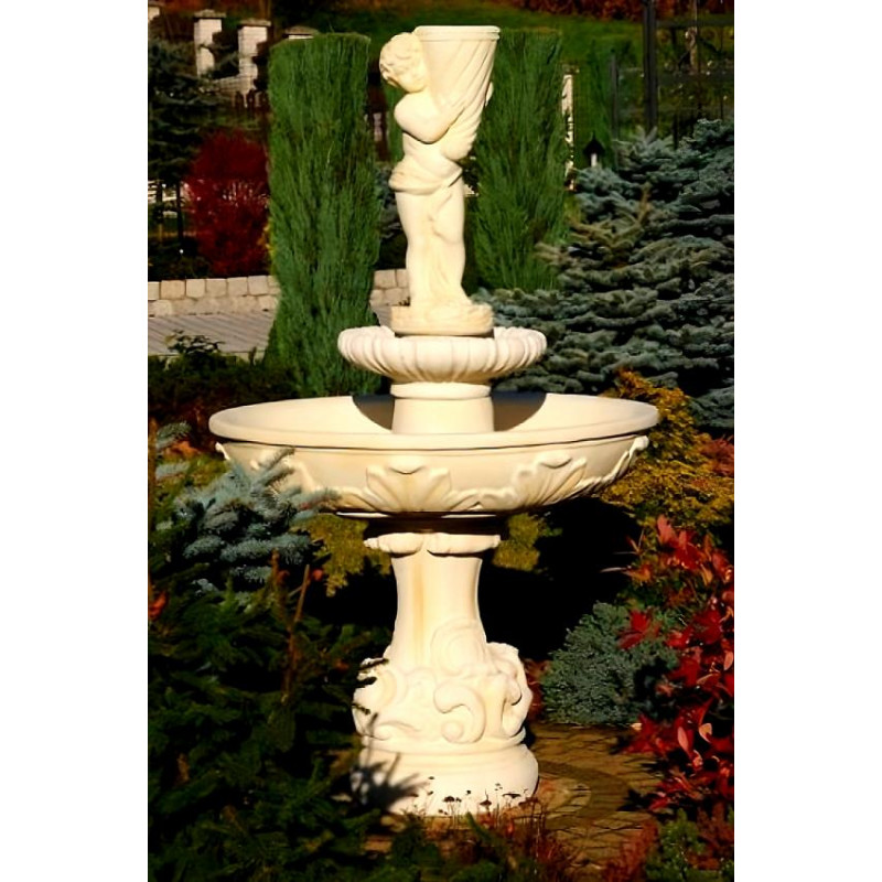 Fontanna Ogrodowa Roma Carello F258 - 170cm w kolorze Ecrue w ogrodzie