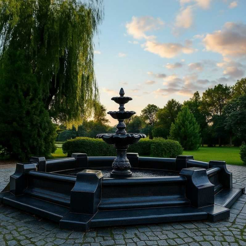 Oczko fontannowe Classico i fontanna ogrodowa Trzypoziomowa