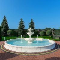 Fontanna Kwiat Lotosu + Oczko Fontannowe Bari kolor Biały