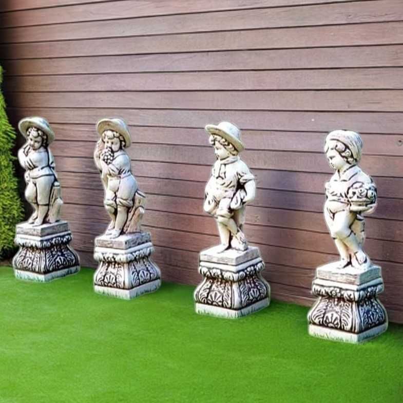 Zestaw Figur Ogrodowych - Chłopcy w Kapeluszu - 4 Pory Roku